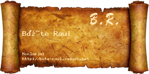 Büte Raul névjegykártya